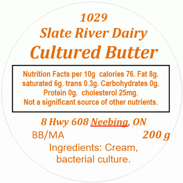 Nutrition Label - Cultured Butter